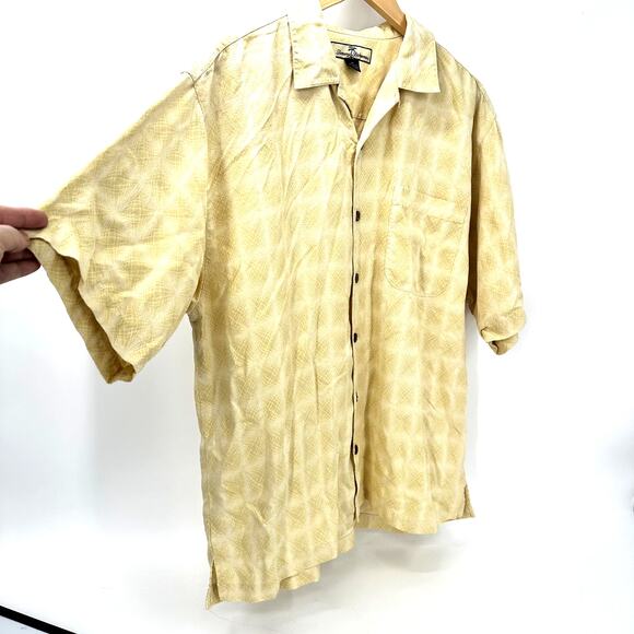 Tommy Bahama Shirt Mens Medium Silk Yellow Button Up Short Sleeve Tropical - Picture 4 of 7